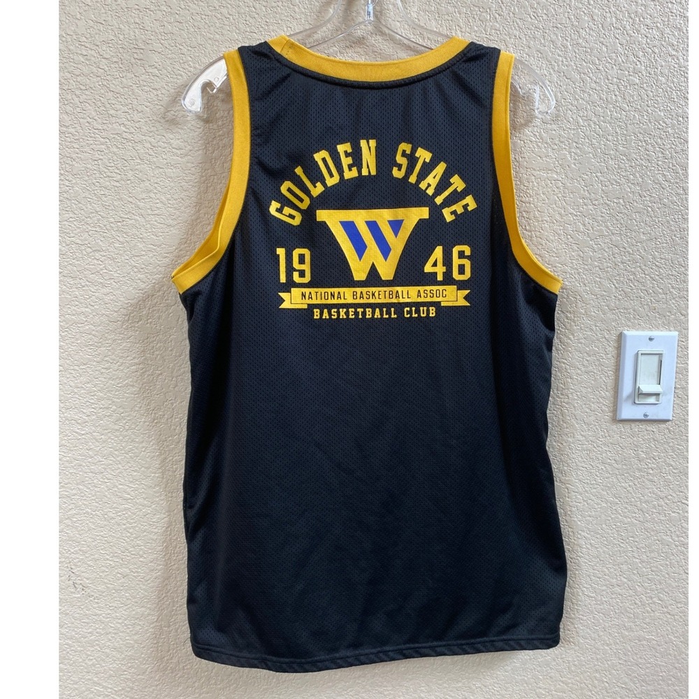 NBA Golden State Warriors Basketball‎ Jersey Mens Large Black Yellow Mesh UNK - Picture 5 of 8